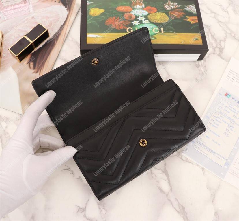 G*u*i gg marmont chevron continental wallet black