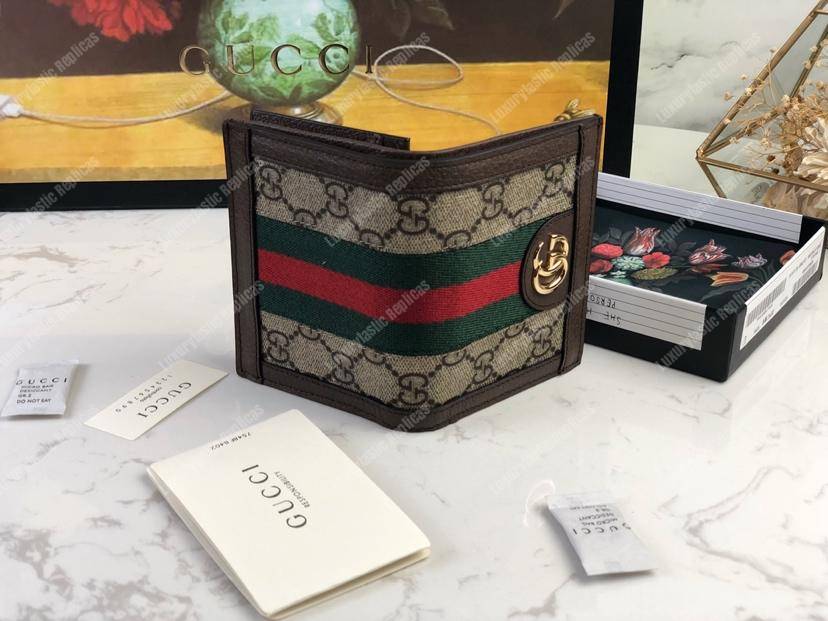 G*u*i ophidia gg card case wallet brown trim