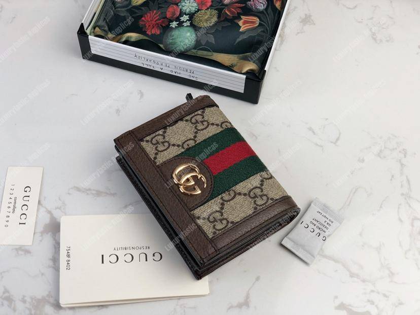 G*u*i ophidia gg card case wallet brown trim