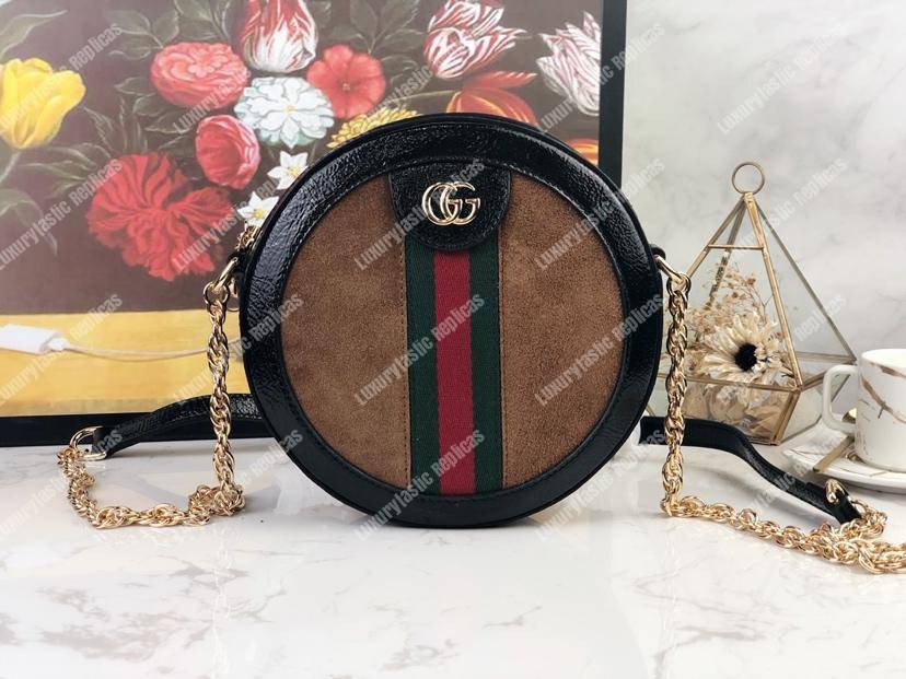 G*u*i ophidia mini round shoulder bag brown
