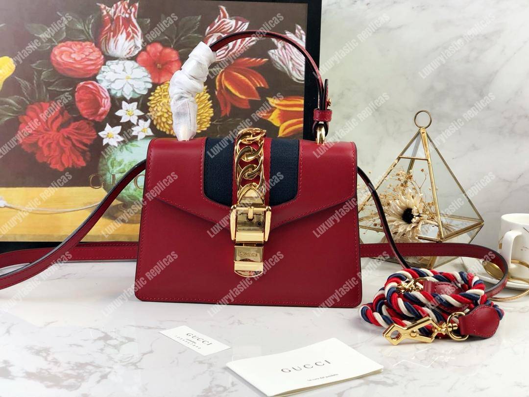 G*u*i sylvie leather mini bag hibiscus red