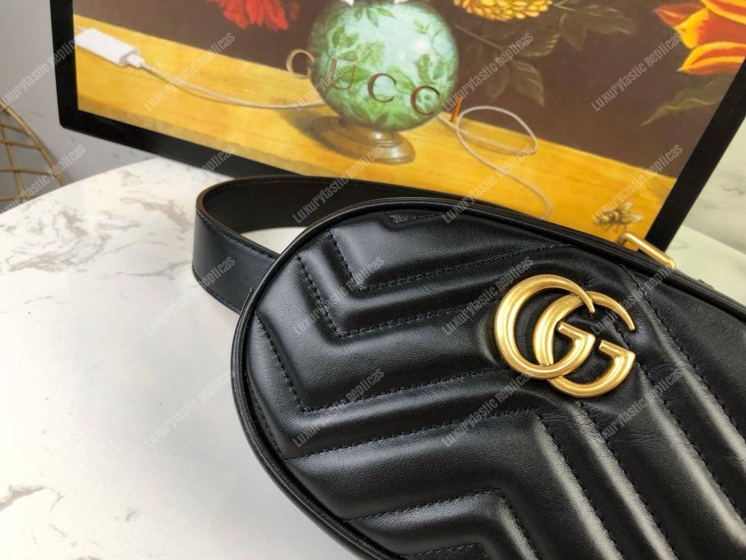 G*u*i gg marmont matelassé leather belt bag black