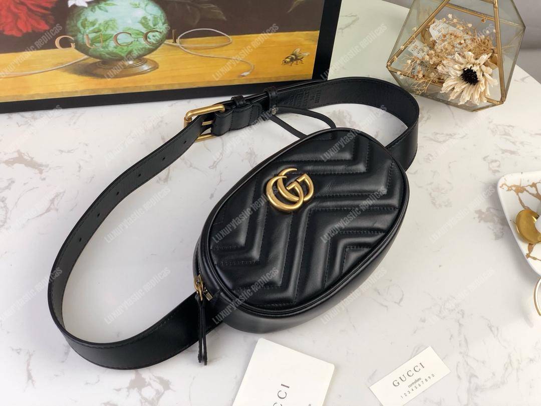 G*u*i gg marmont matelassé leather belt bag black