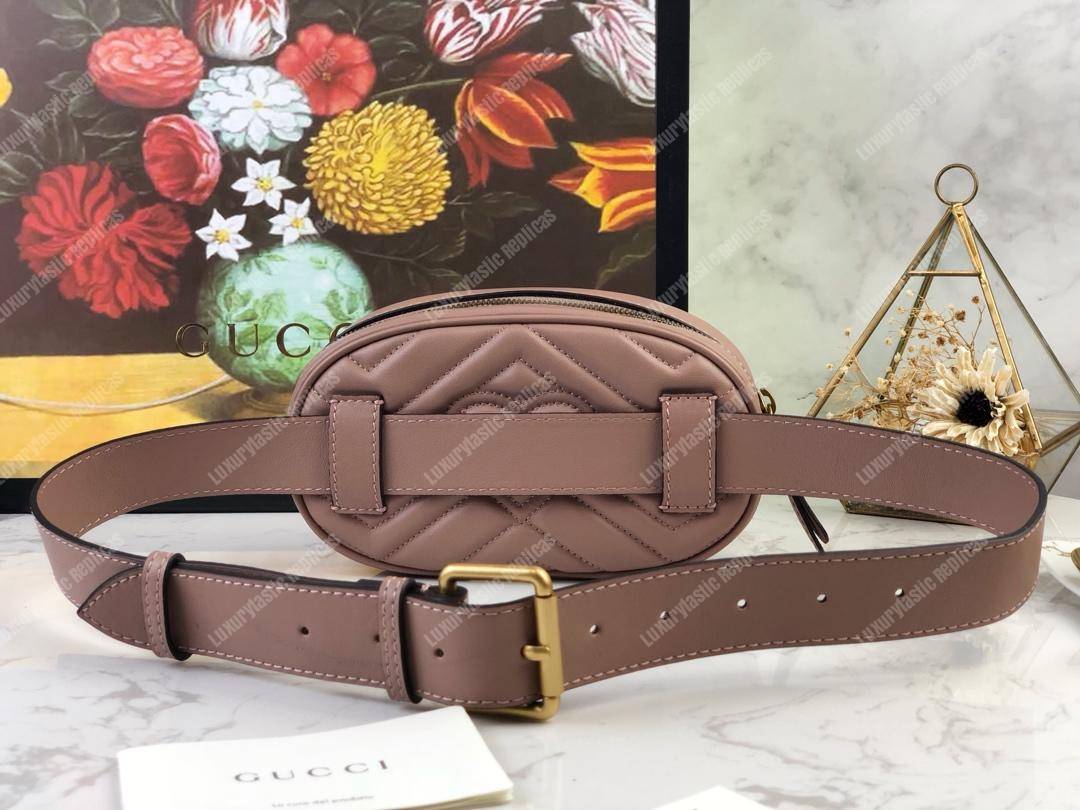 G*u*i gg marmont matelassé leather belt bag dusty pink