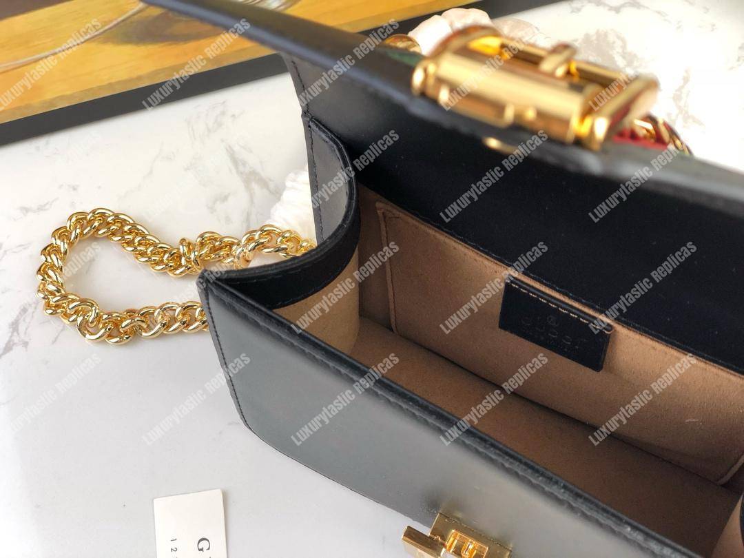G*u*i sylvie leather mini chain bag black