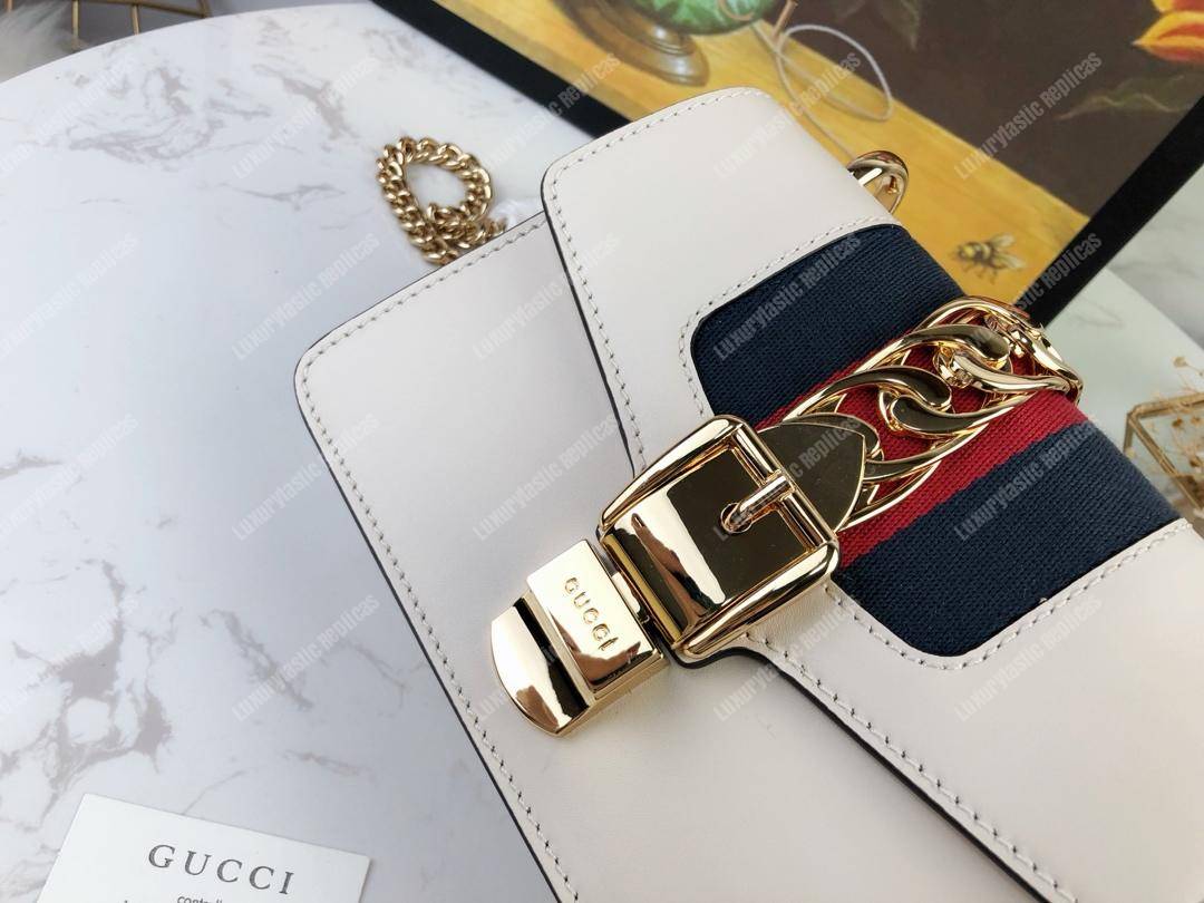 G*u*i sylvie leather mini chain bag white