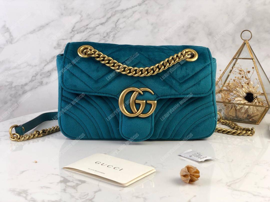 G*u*i gg marmont velvet shoulder bag blue