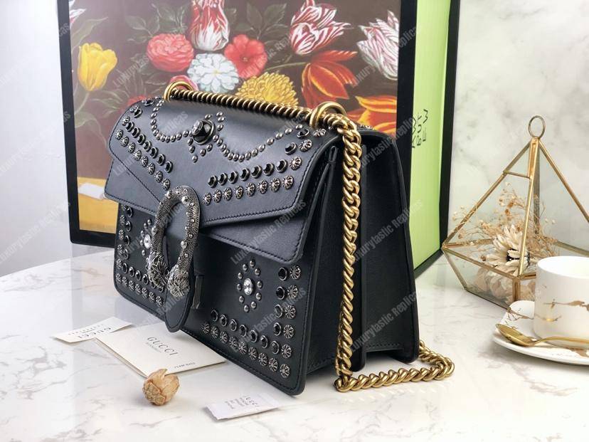 G*u*i dionysus studded shoulder bag black