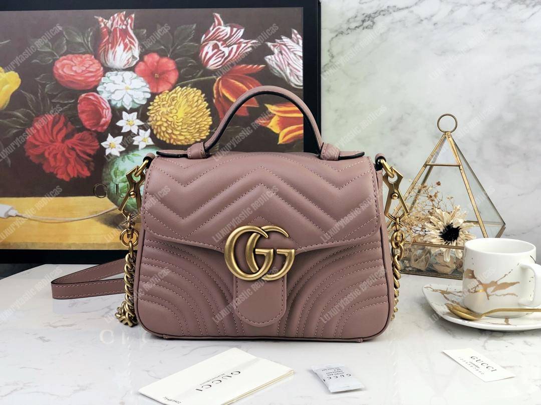 G*u*i gg marmont mini top handle bag dusty pink