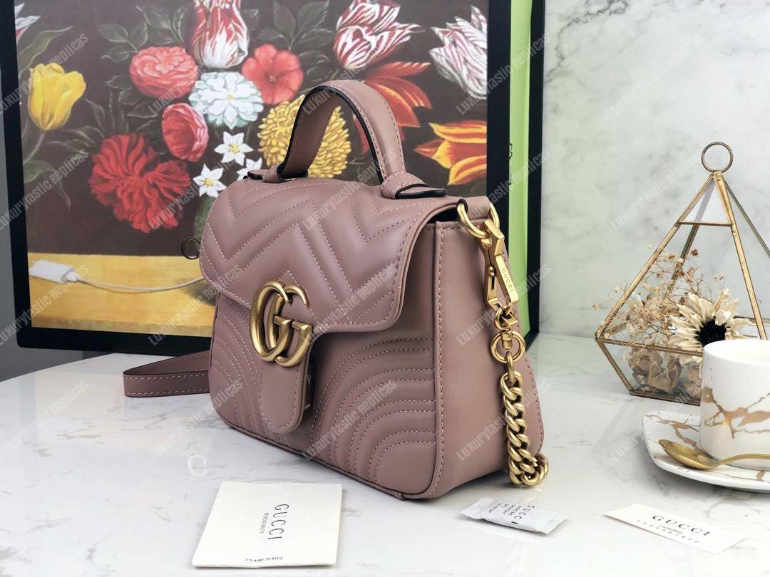 G*u*i gg marmont mini top handle bag dusty pink