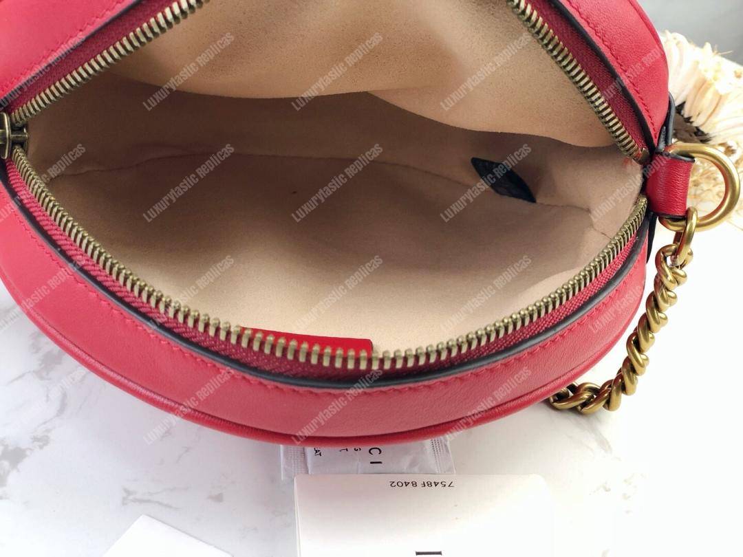G*u*i gg marmont mini round shoulder bag hibiscus red