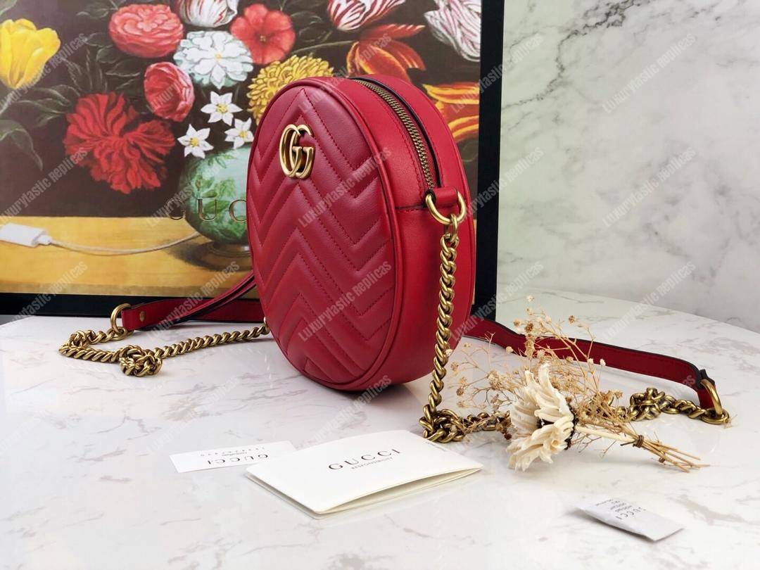 G*u*i gg marmont mini round shoulder bag hibiscus red