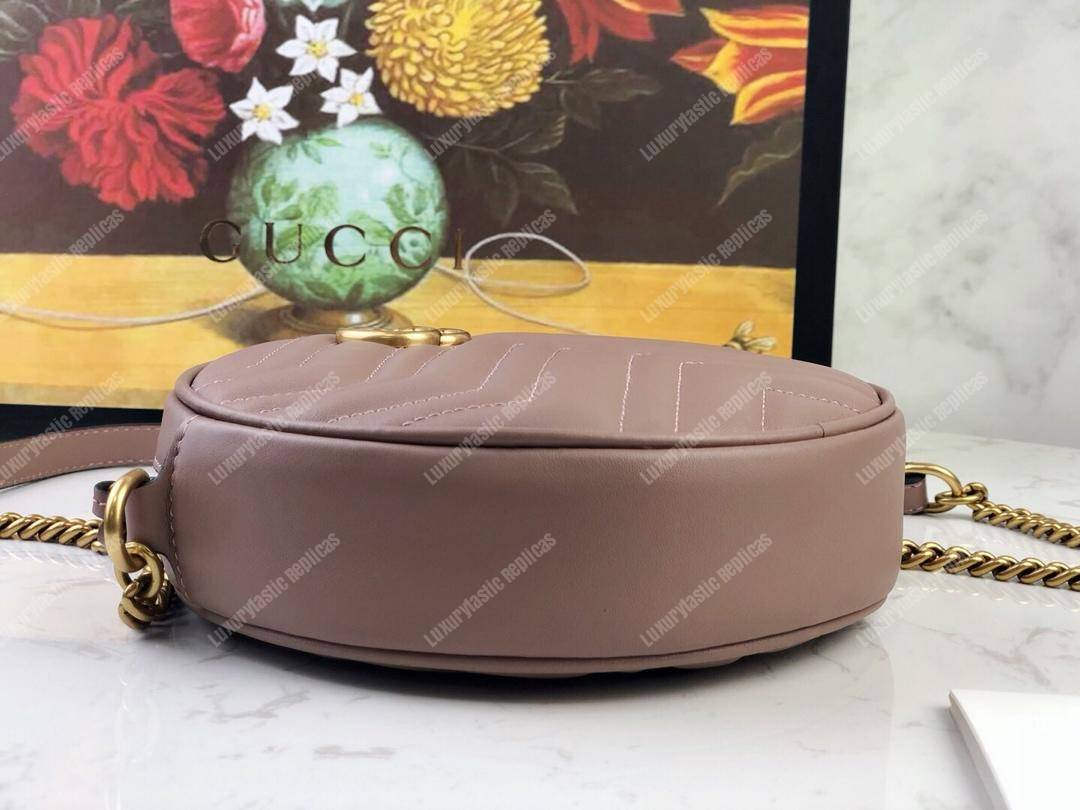G*u*i gg marmont mini round shoulder bag dusty pink