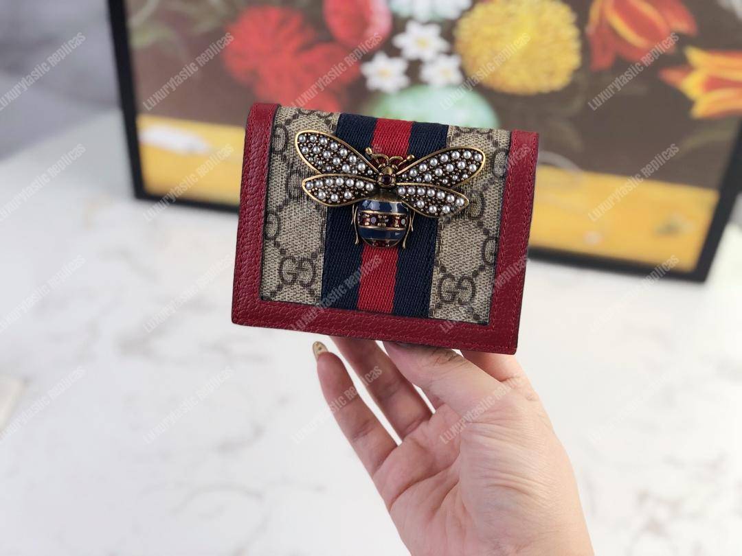 G*u*i queen margaret gg sup*e card case wallet red