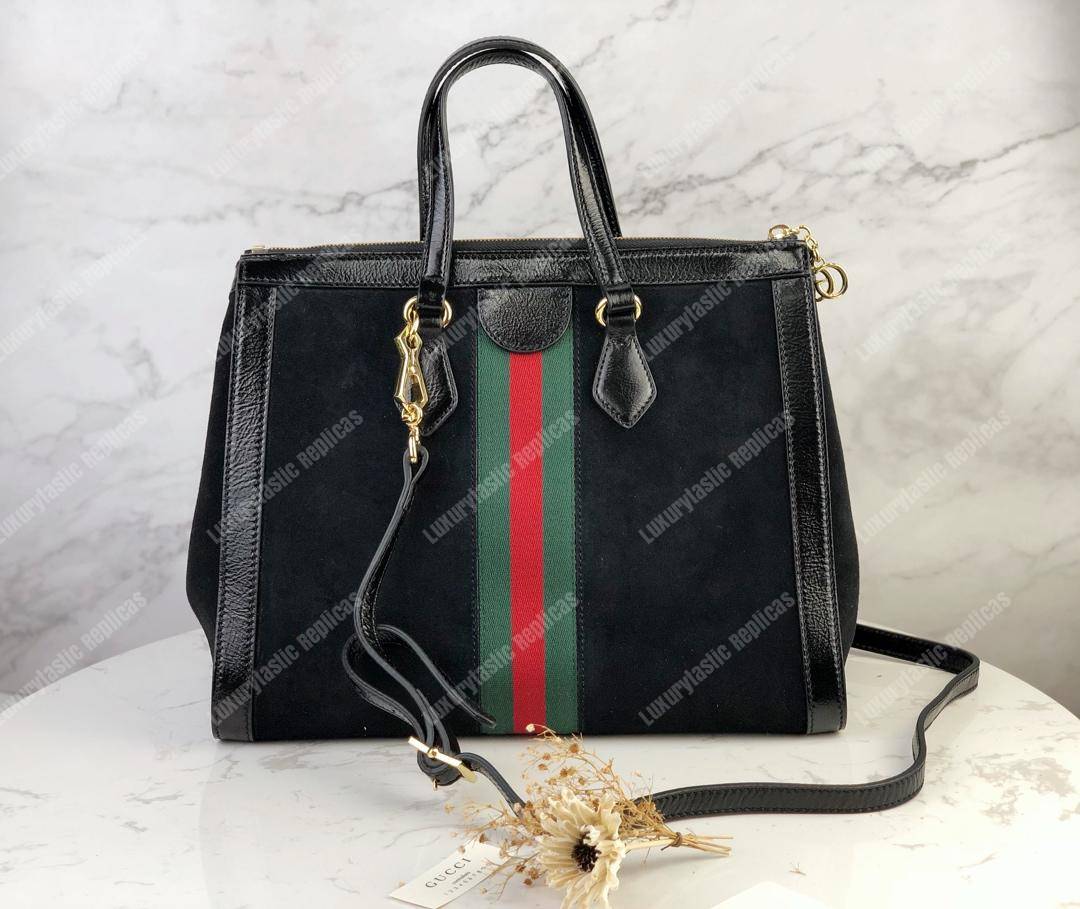 G*u*i ophidia black suede medium tote bag