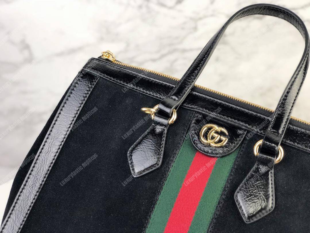 G*u*i ophidia black suede medium tote bag