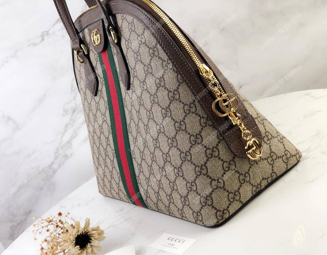 G*u*i ophidia gg medium top handle bag brown