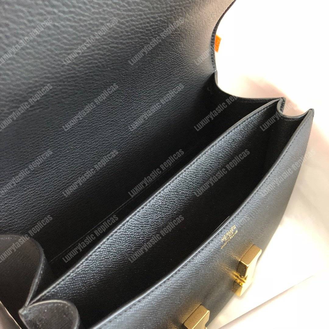 H**mes constance 18 bag epsom black gold-hardware