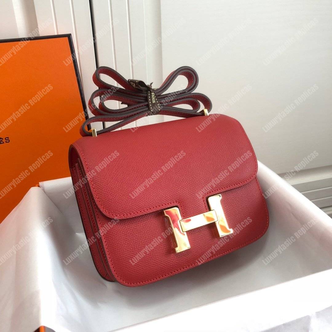 H**mes constance 18 bag epsom rouge red gold hardware
