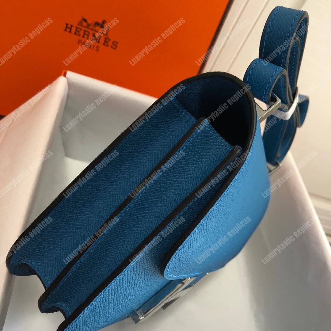 H**mes constance 24 bag epsom blue azur palladium hardware