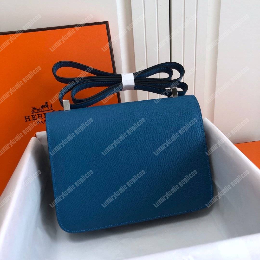 H**mes constance 24 bag epsom blue azur palladium hardware
