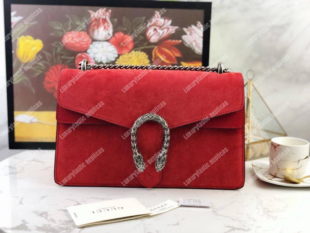 G*u*i red suede small dionysus shoulder bag