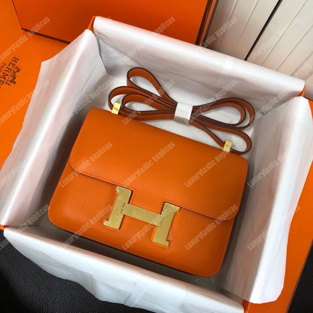 H**mes constance 18 bag epsom orange gold hardware