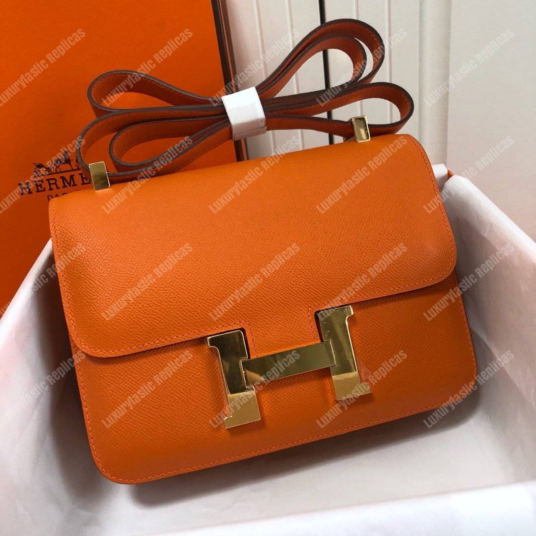 H**mes constance 18 bag epsom orange gold hardware