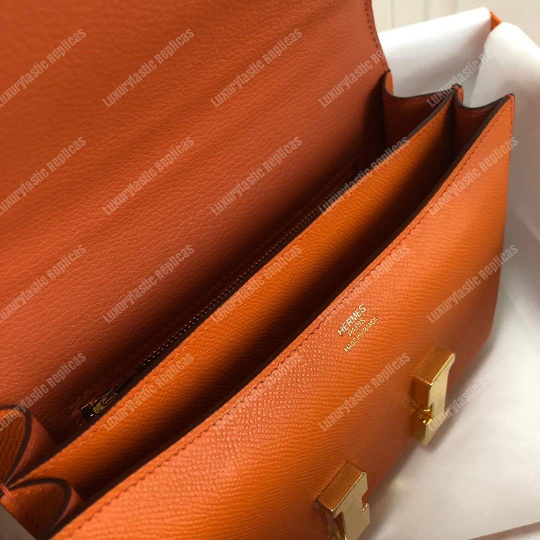 H**mes constance 18 bag epsom orange gold hardware