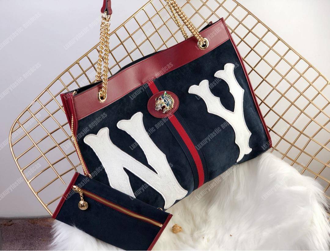 G*u*i rajah large tote with ny yankees patch