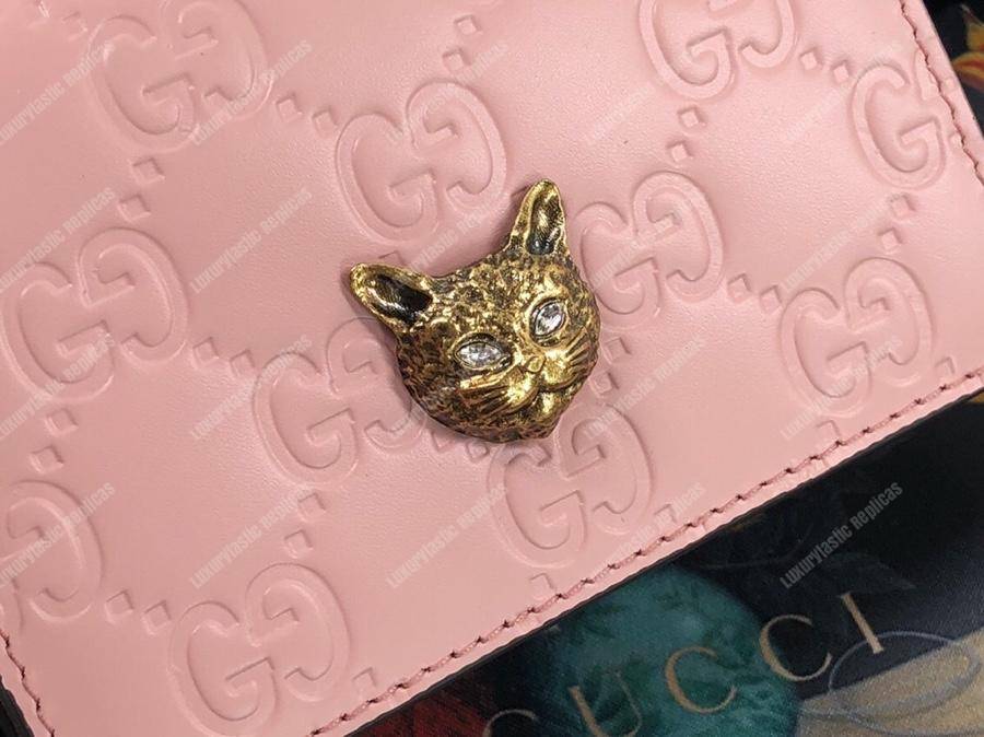 G*u*i signature card case with cat pink