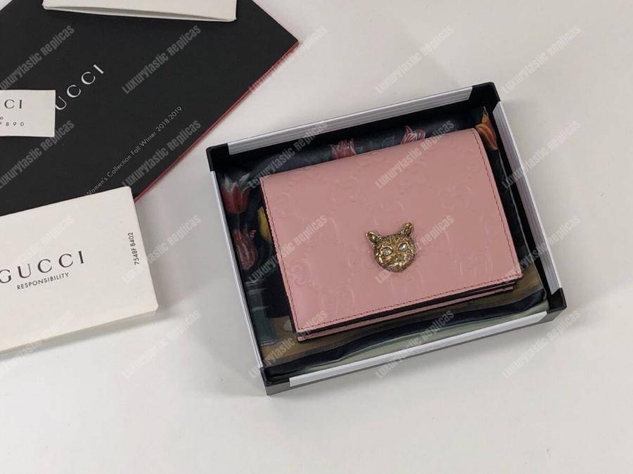 G*u*i signature card case with cat pink