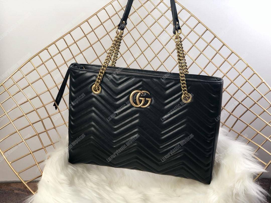 G*u*i gg marmont matelassé medium tote bag black pre-fall 2018