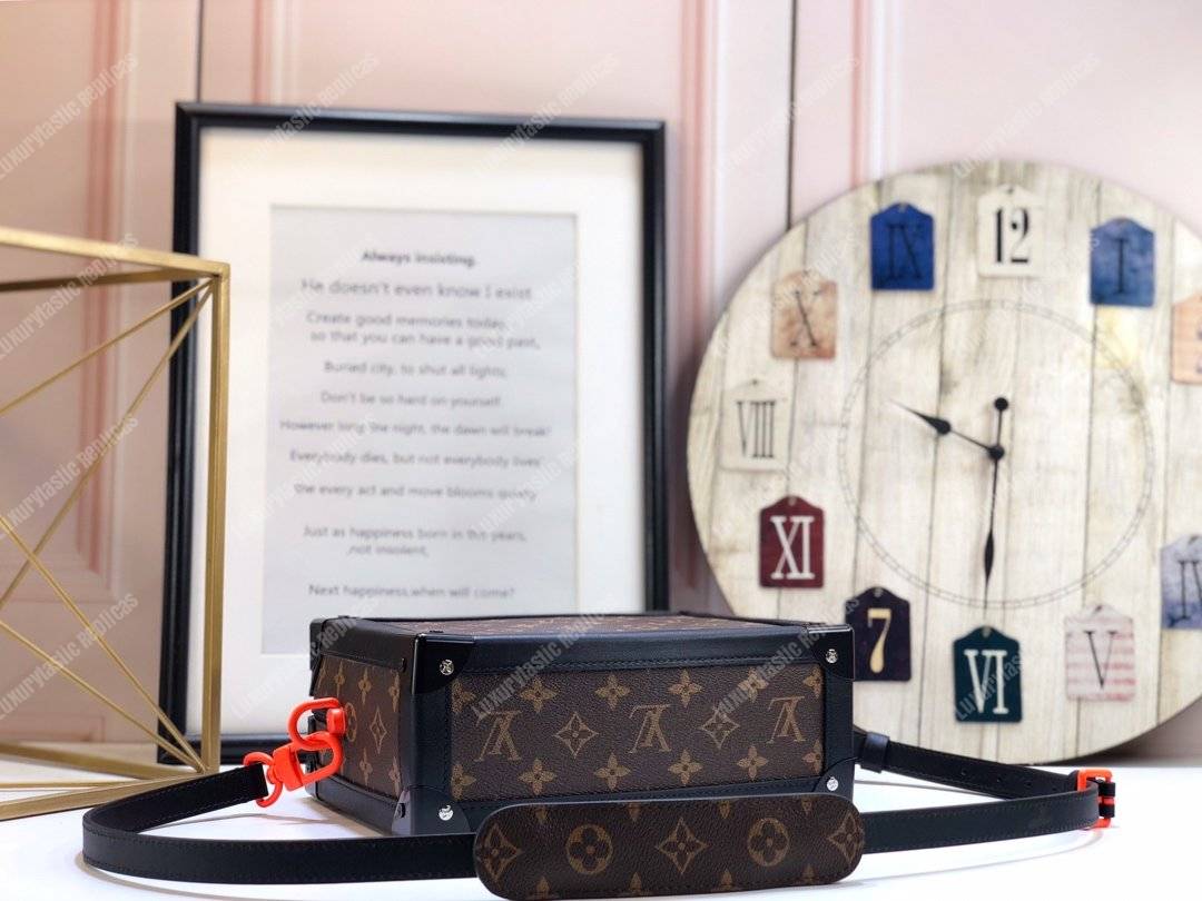 LV Soft Trunk Monogram Coated Canvas Black Trim