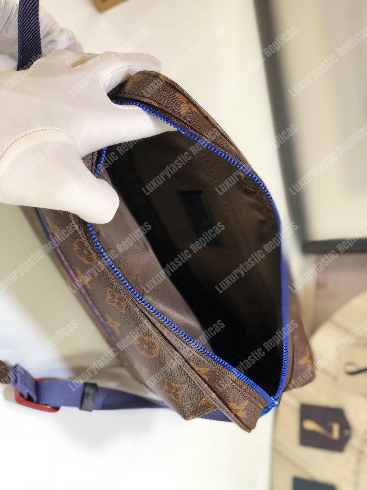 LV Monogram Brown Blue Outdoor Messenger Bag