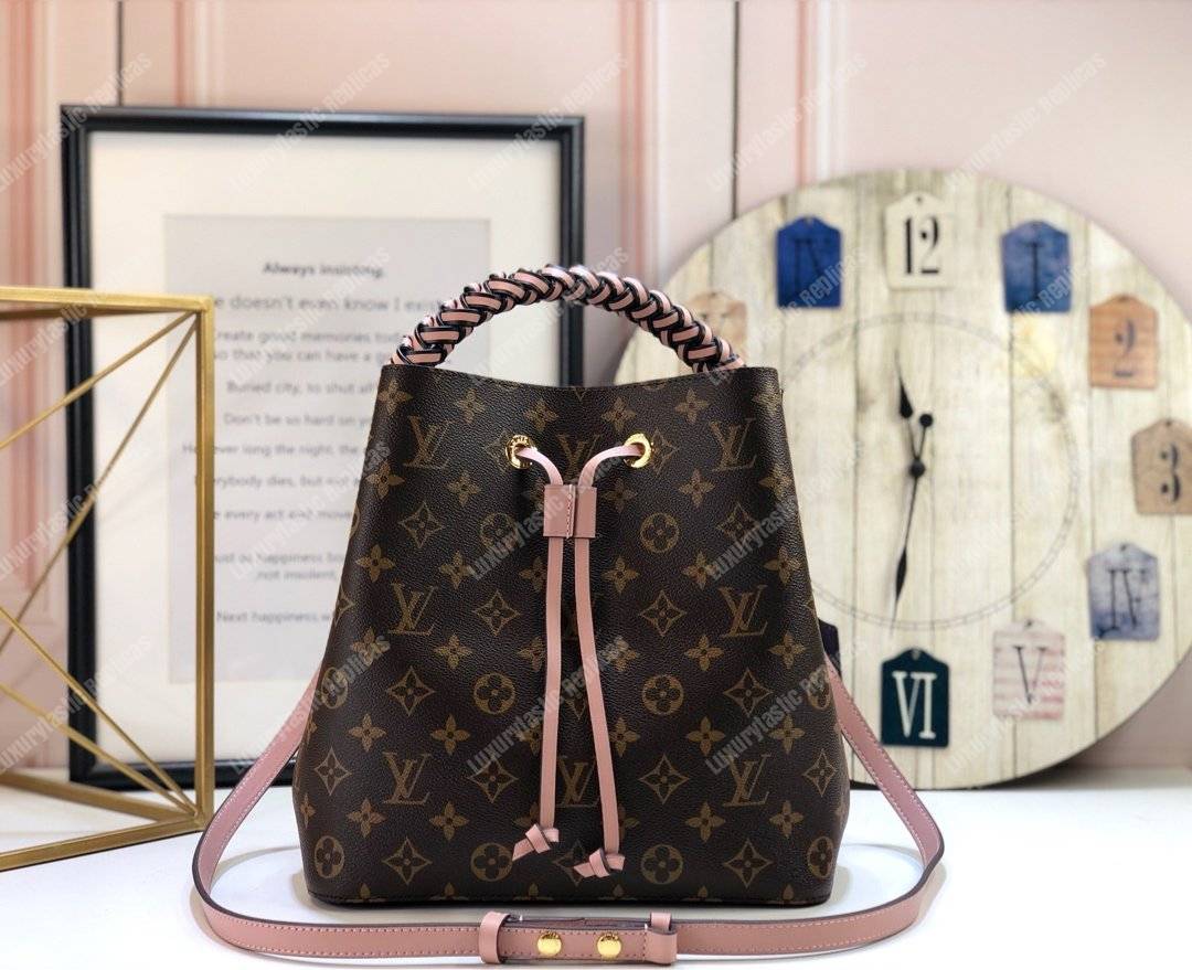 LV NéoNoé Monogram Bucket Bag Rose Ballerine