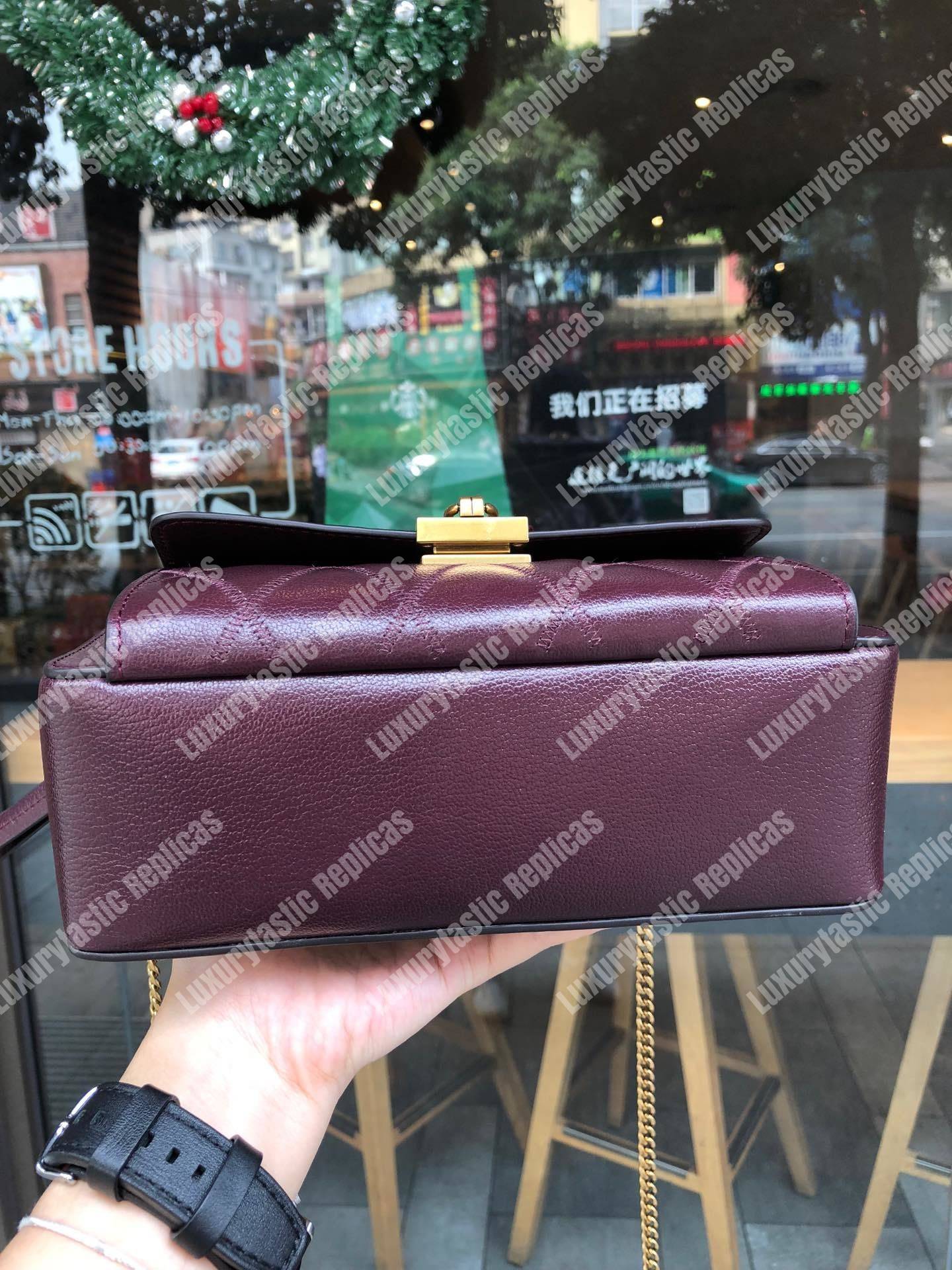 Givenchy Diamond Quilted Leather Crossbody Bag Maroon