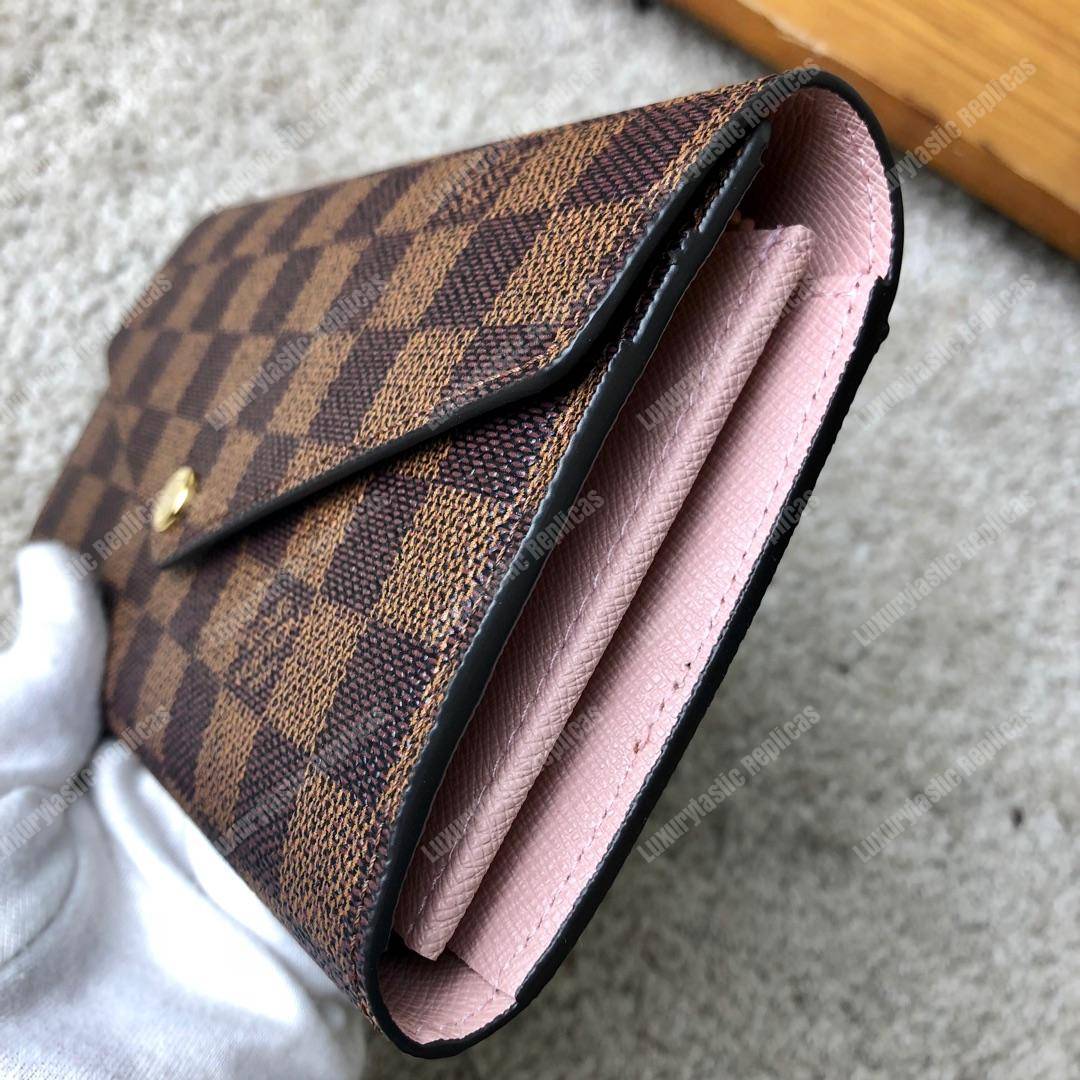 LV Sarah Wallet Damier Ebene Rose Ballerine