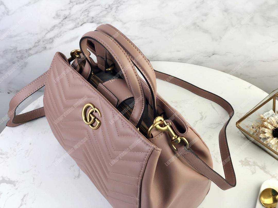 G*u*i gg marmont small matelassé top handle bag dusty pink