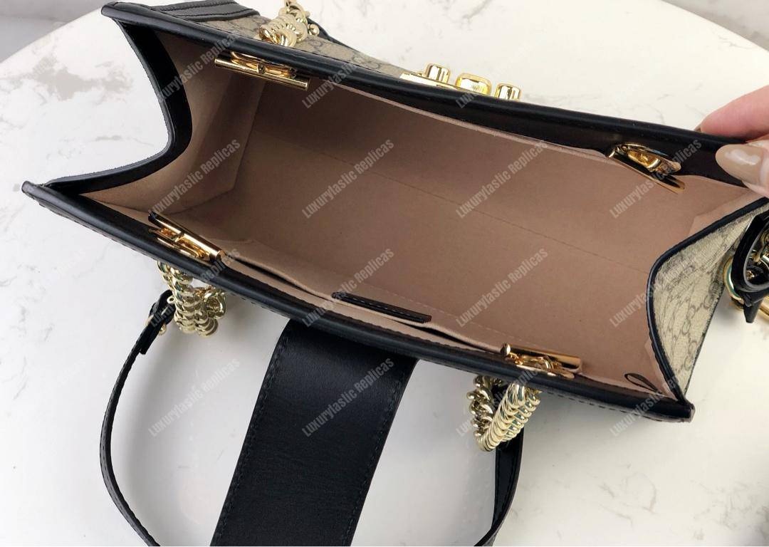 G*u*i padlock small shoulder bag black