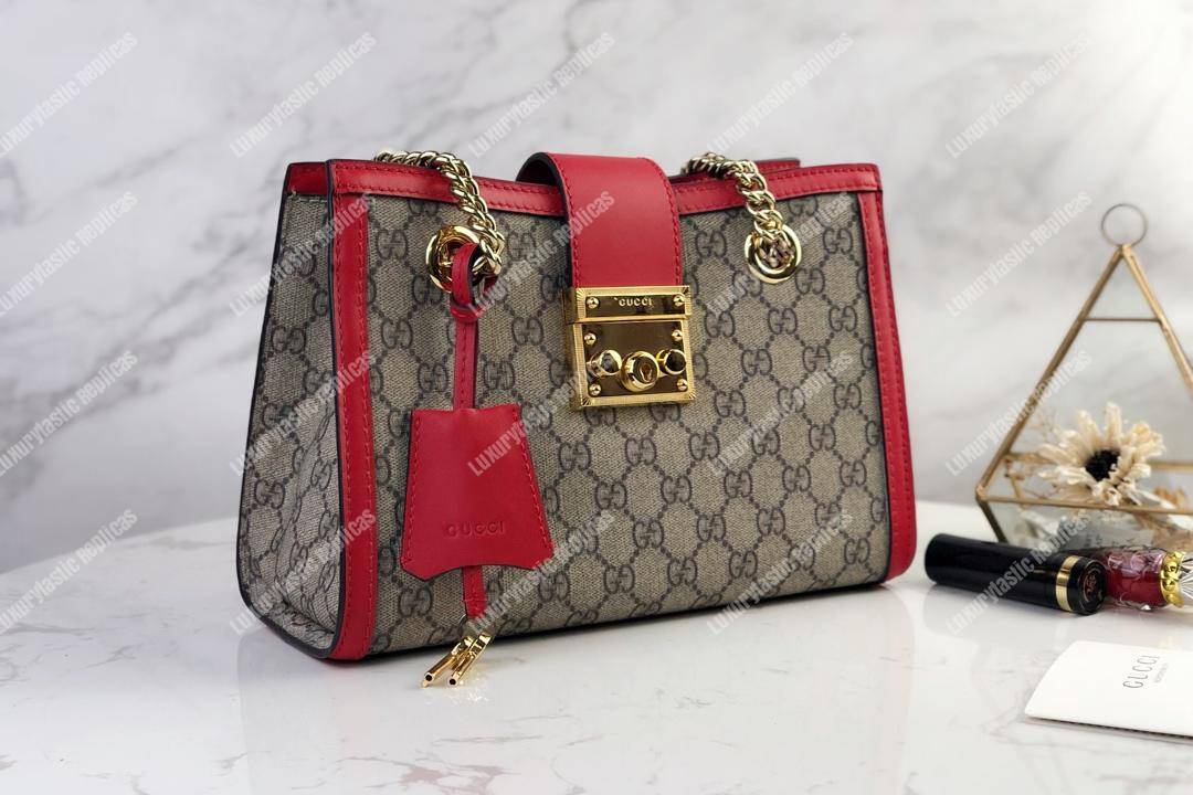 G*u*i padlock small shoulder bag red