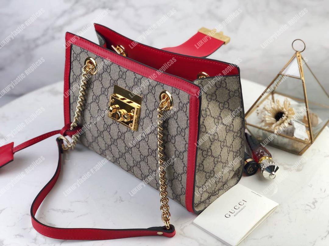 G*u*i padlock small shoulder bag red