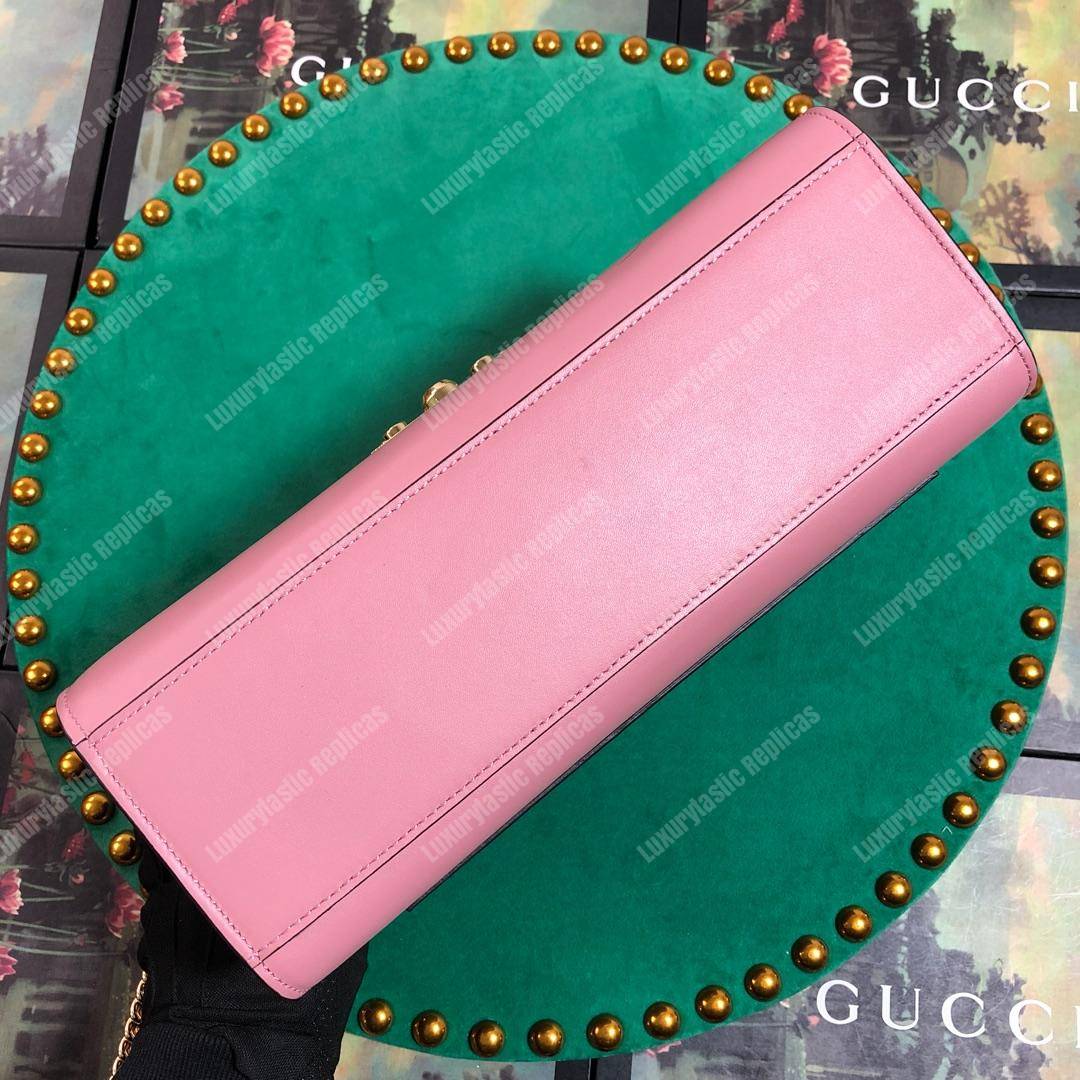 G*u*i padlock leather shoulder bag pink