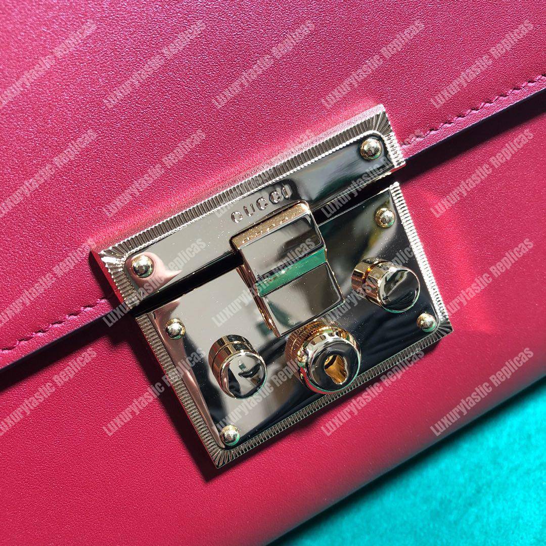 G*u*i padlock leather shoulder bag red