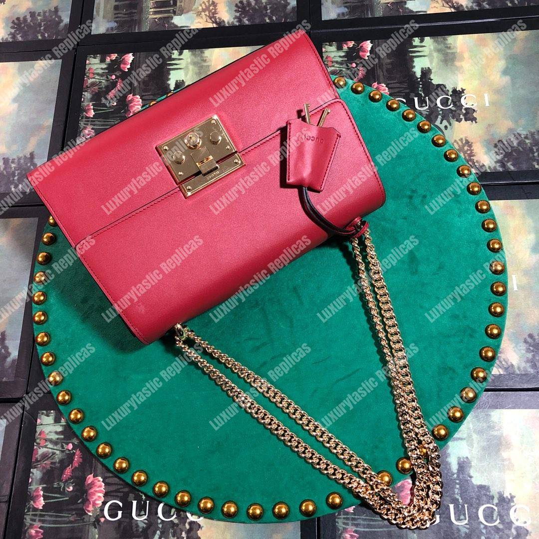 G*u*i padlock leather shoulder bag red