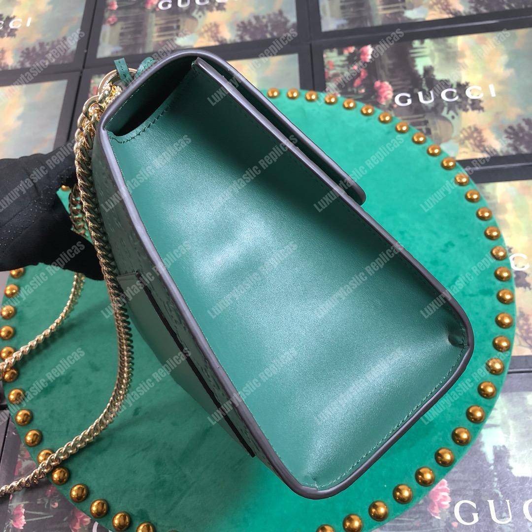 G*u*i padlock medium signature shoulder bag green