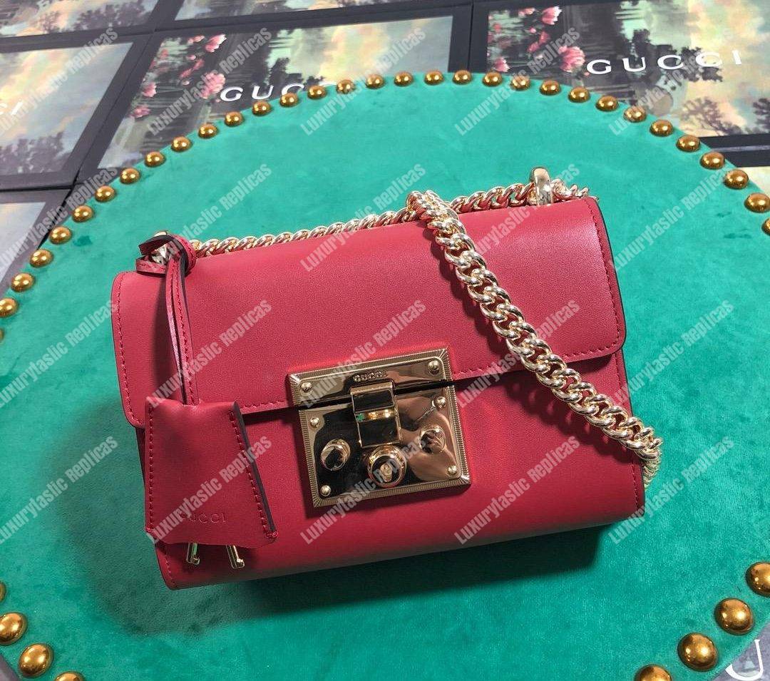 G*u*i padlock small leather shoulder bag red