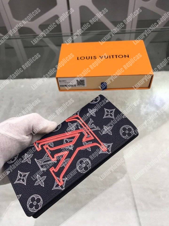 LV Brazza Wallet Monogram Upside Down Canvas Infrarouge Initials