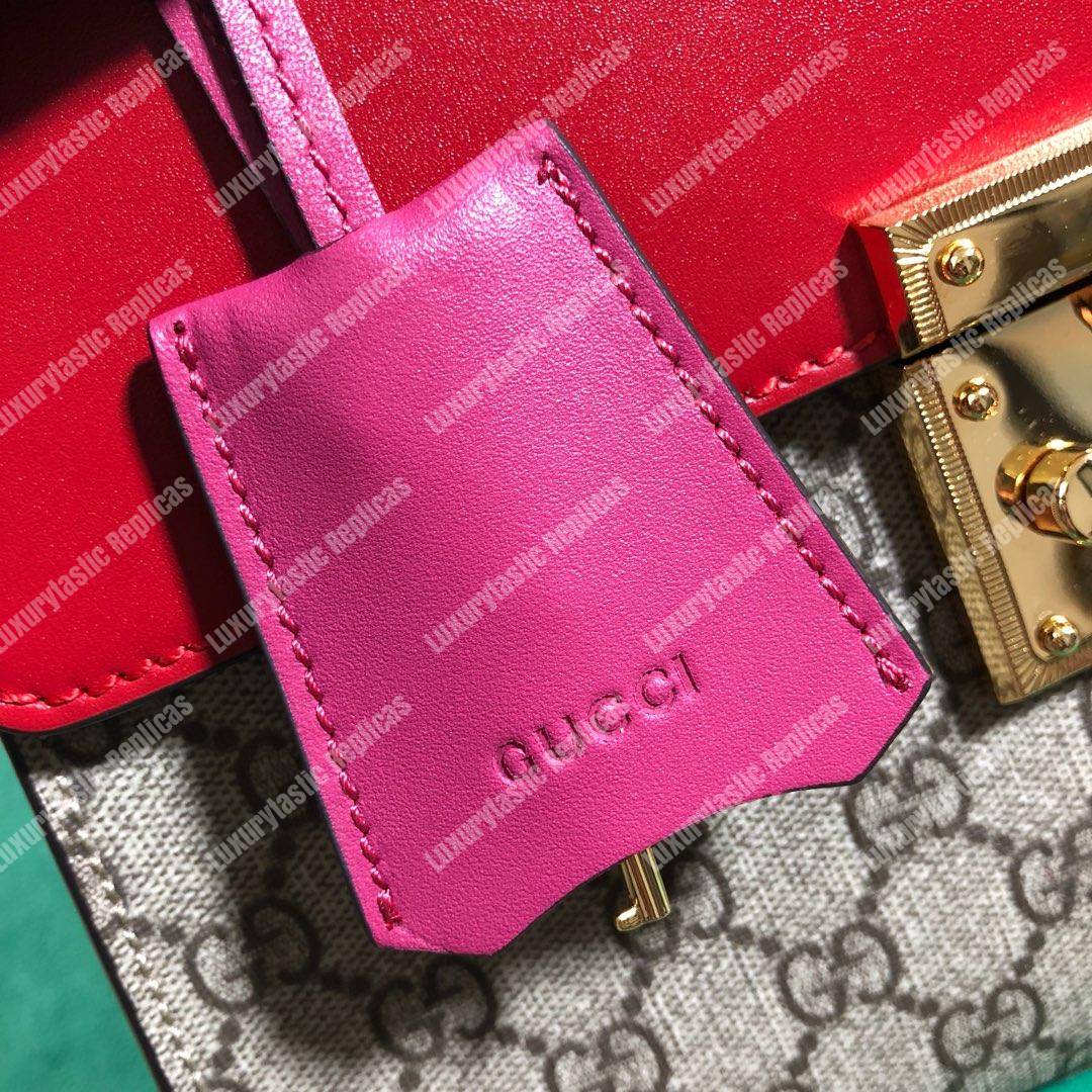 G*u*i padlock small gg top handle bag red/pink