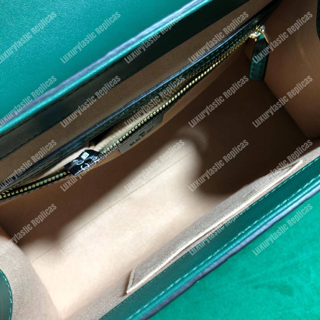 G*u*i padlock small signature top handle bag emerald green